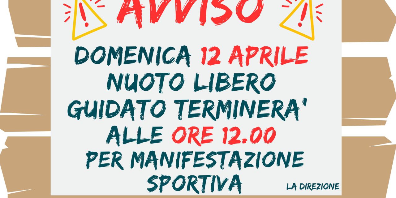Sospensione nuoto libero 12 aprile