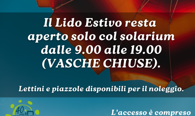 Solarium aperto dal 29 Agosto