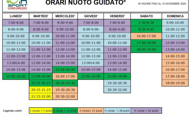 PRENOTAZIONE OBBLIGATORIA NUOTO GUIDATO – variazione orari