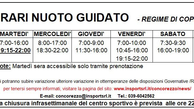 Adattamenti nuoto guidato – limitazione spostamenti notturni