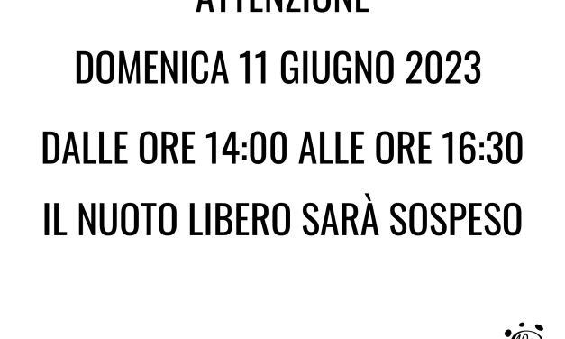 ORARI NUOTO GUIDATO 11 GIUGNO 2023