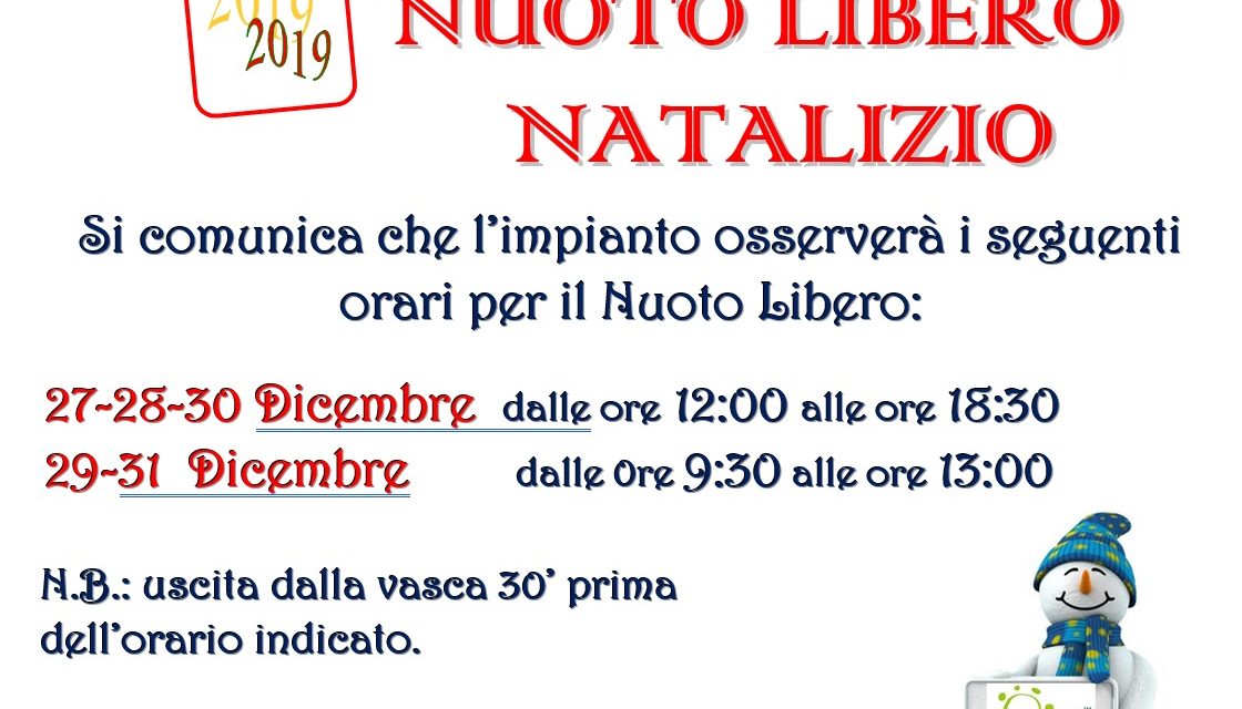 Orario Natalizio Nuoto Libero