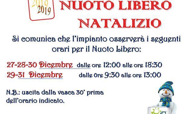 Orario Natalizio Nuoto Libero