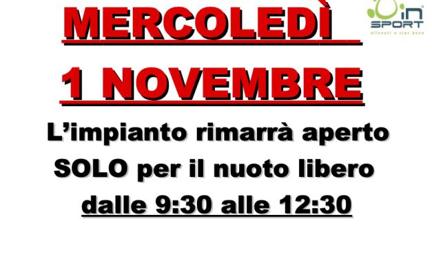 ORARIO 1 NOVEMBRE