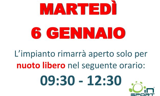 ORARIO 6 GENNAIO