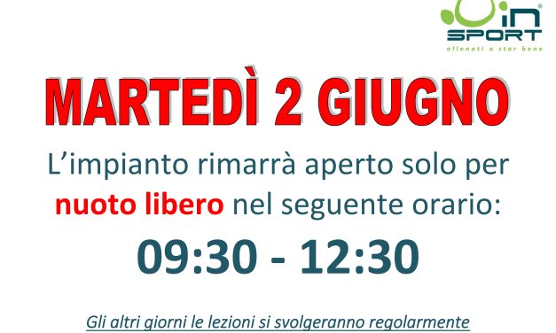 ORARIO 2 GIUGNO
