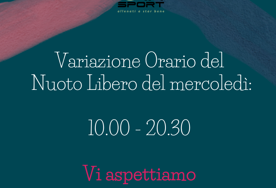 VARIAZIONE ORARIO NUOTO GUIDATO – MERCOLEDI’