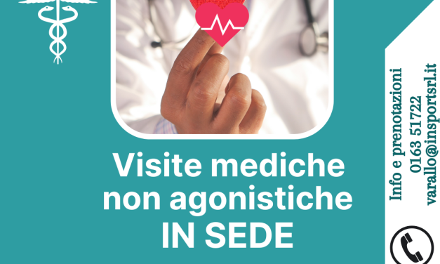 VISITE MEDICHE SPORTIVE NON AGONISTICHE: Sabato 7 dicembre 9.30/12.00