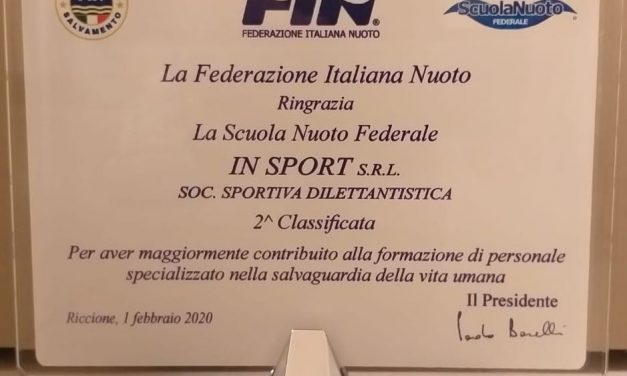 IN SPORT: la prevenzione viene premiata dalla FIN: 2° Società in Italia per numero di AB formati nel 2019